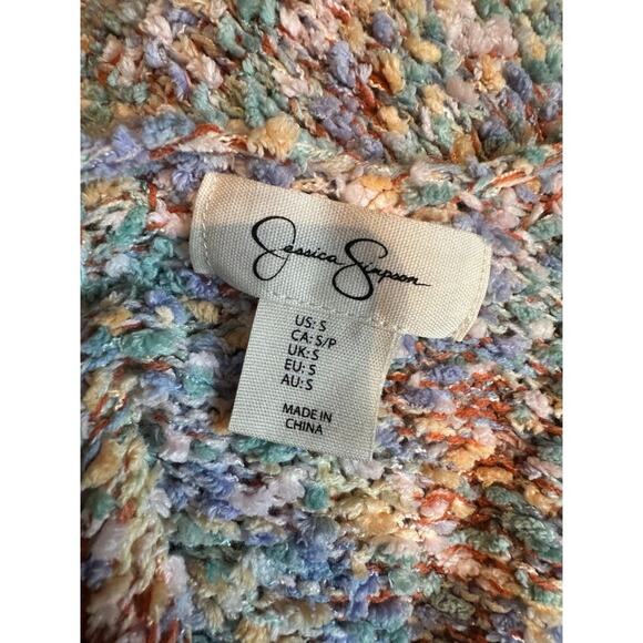 jessica simpson popcorn knit cardigan fuzzy sweater small oversized pastel - Picture 4 of 5